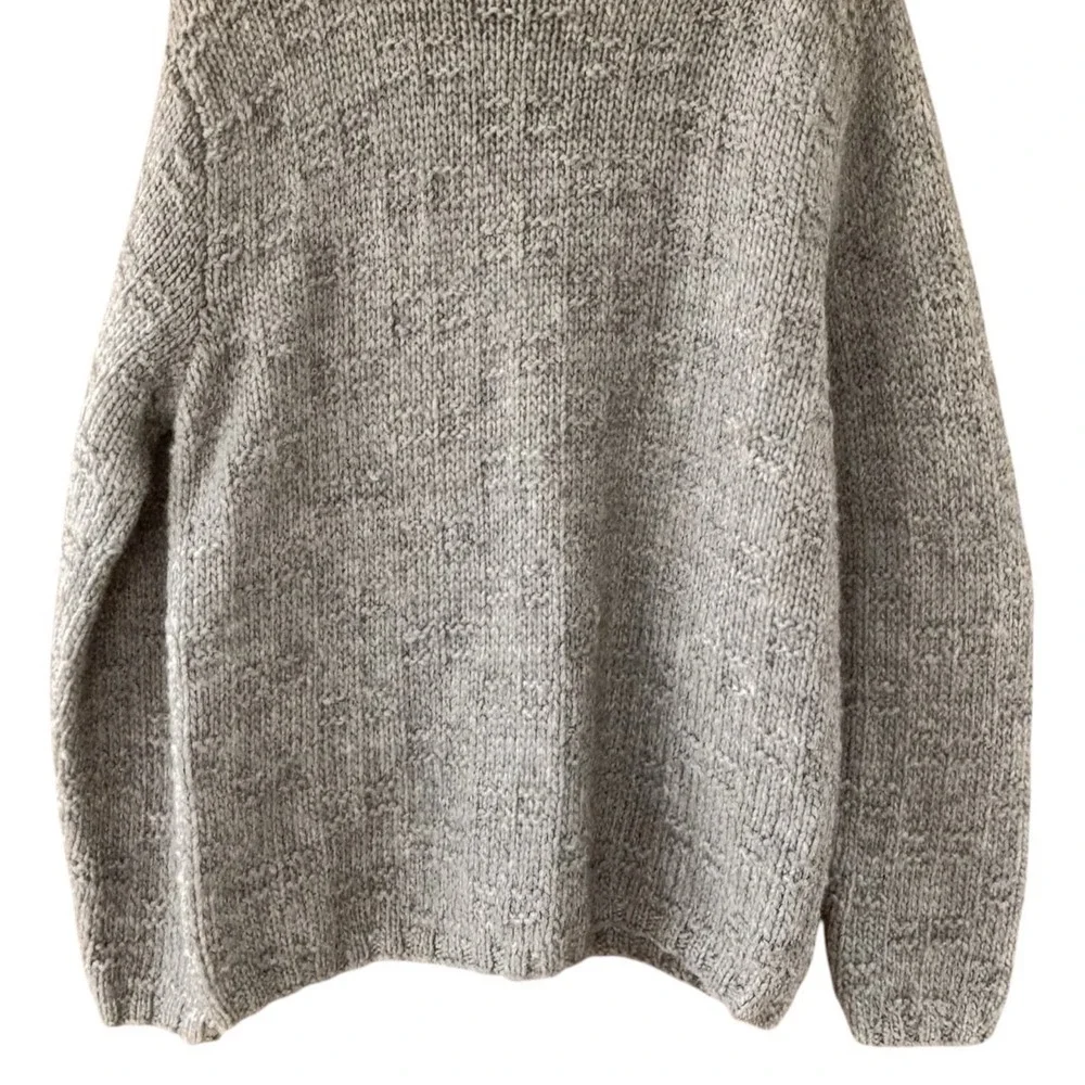 Bowen & Wright Menswear Size‎ Medium 100% Hand Knit Wool Sweater Gray Mock Neck